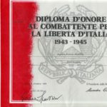 Diploma d'onore al combattente per la libertà d'Italia a firma del Presidente della Repubblica Sandro Pertini
